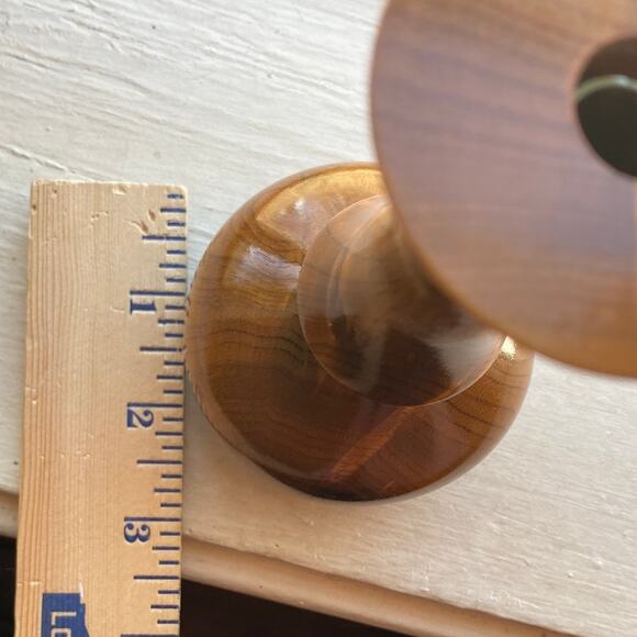 Vintage Hand Turned Wood Single Bud Vase Oregon Myrtlewood with Glass Insert GUC - Picture 10 of 10